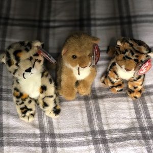 Three NWTs Ty Beanie Babies - Stripers, Spotter & Manes